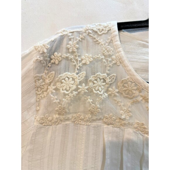 Orvis Ivory Striped Semi Sheer Blouse, Size XL - Picture 4 of 11